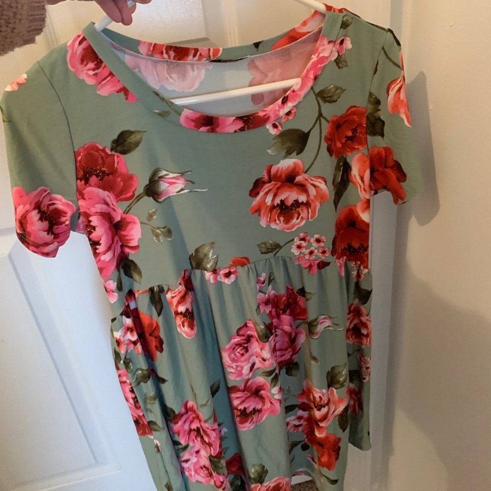 MIDI green floral dress